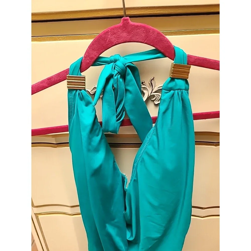 Bar III Draped Monokini One-piece Swimsuit Green Jade XS NWT